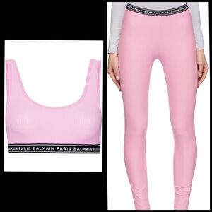 Balmain Pink Ribbed Sports Bra and Leggings Set